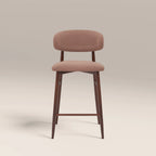 Halston Bar Stool | Blush Pink Sustainable Velvet & Walnut