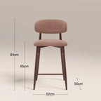 Halston Bar Stool | Blush Pink Sustainable Velvet & Walnut