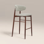 Halston Bar Stool | Speckled Stone Sustainable Boucle & Walnut
