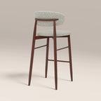 Halston Bar Stool | Speckled Stone Sustainable Boucle & Walnut