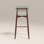 Halston Bar Stool | Speckled Stone Sustainable Boucle & Walnut