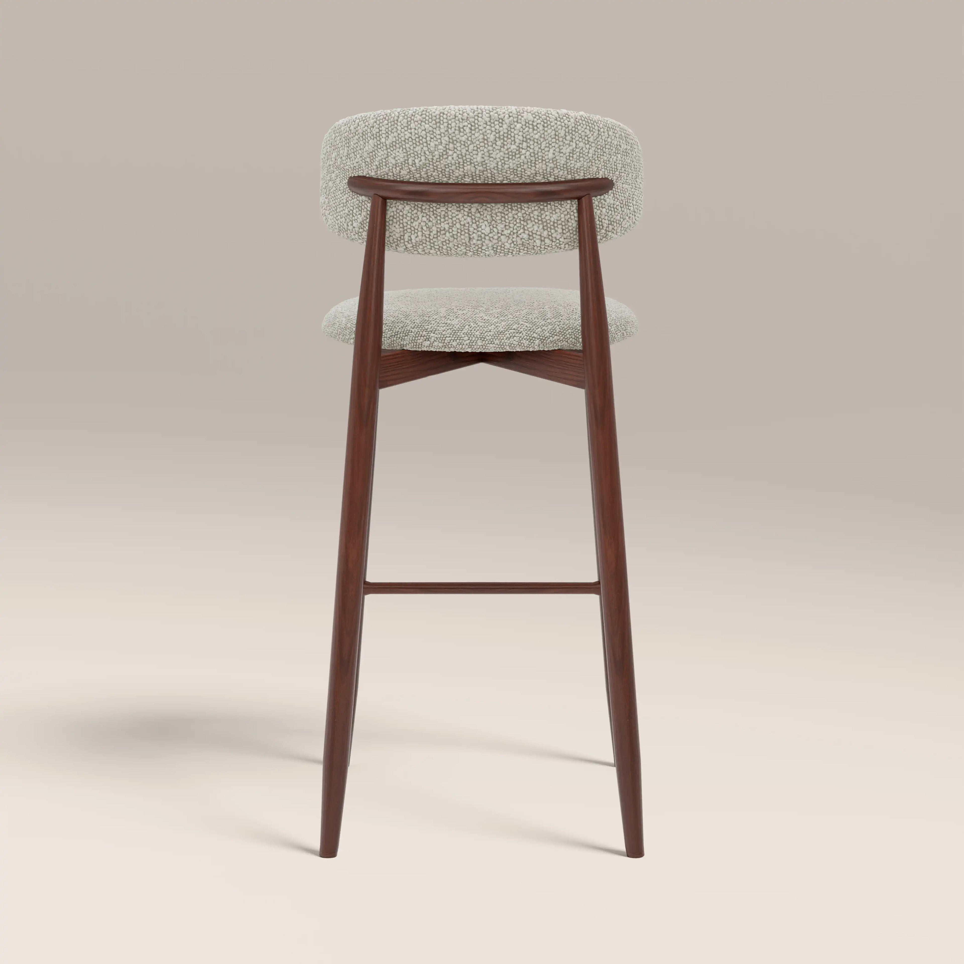 Halston Bar Stool | Speckled Stone Sustainable Boucle & Walnut