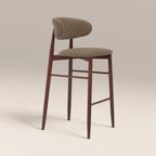 Halston Bar Stool | Truffle Brown Sustainable Mohair Velvet & Walnut