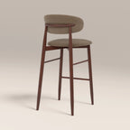 Halston Bar Stool | Truffle Brown Sustainable Mohair Velvet & Walnut