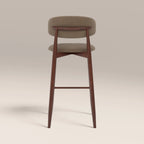 Halston Bar Stool | Truffle Brown Sustainable Mohair Velvet & Walnut
