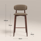 Halston Bar Stool | Truffle Brown Sustainable Mohair Velvet & Walnut