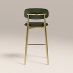 Halston Bar Stool | Vintage Green Faux Leather & Brass