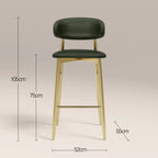 Halston Bar Stool | Vintage Green Faux Leather & Brass