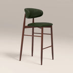 Halston Bar Stool | Vintage Green Faux Leather & Walnut