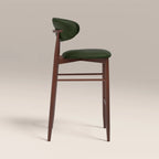 Halston Bar Stool | Vintage Green Faux Leather & Walnut