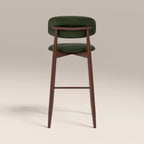 Halston Bar Stool | Vintage Green Faux Leather & Walnut