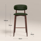 Halston Bar Stool | Vintage Green Faux Leather & Walnut