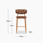 Halston Bar Stool | Vintage Tan Faux Leather & Oak