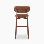 Halston Bar Stool | Vintage Tan Faux Leather & Walnut