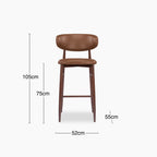 Halston Bar Stool | Vintage Tan Faux Leather & Walnut