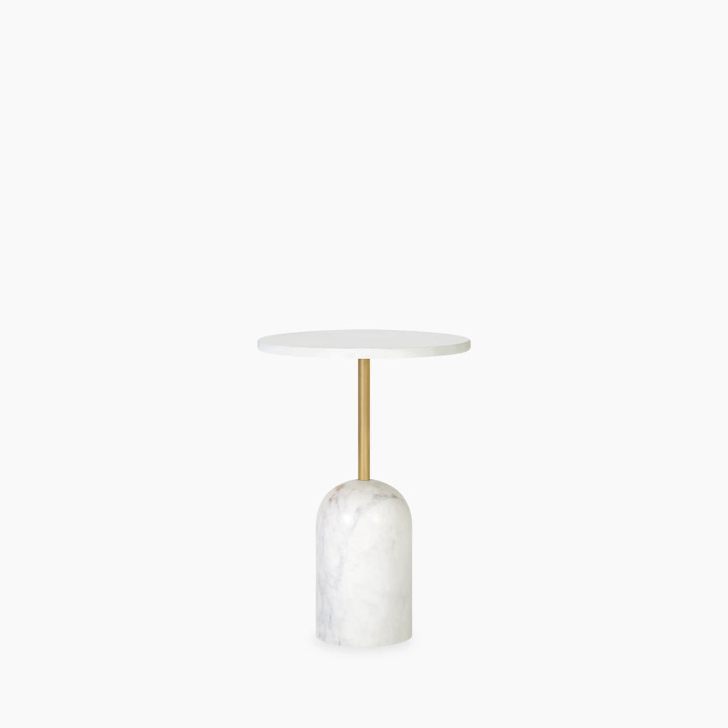 Kingston Round Side Table | White Marble & White