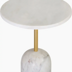 Kingston Round Side Table | White Marble & White