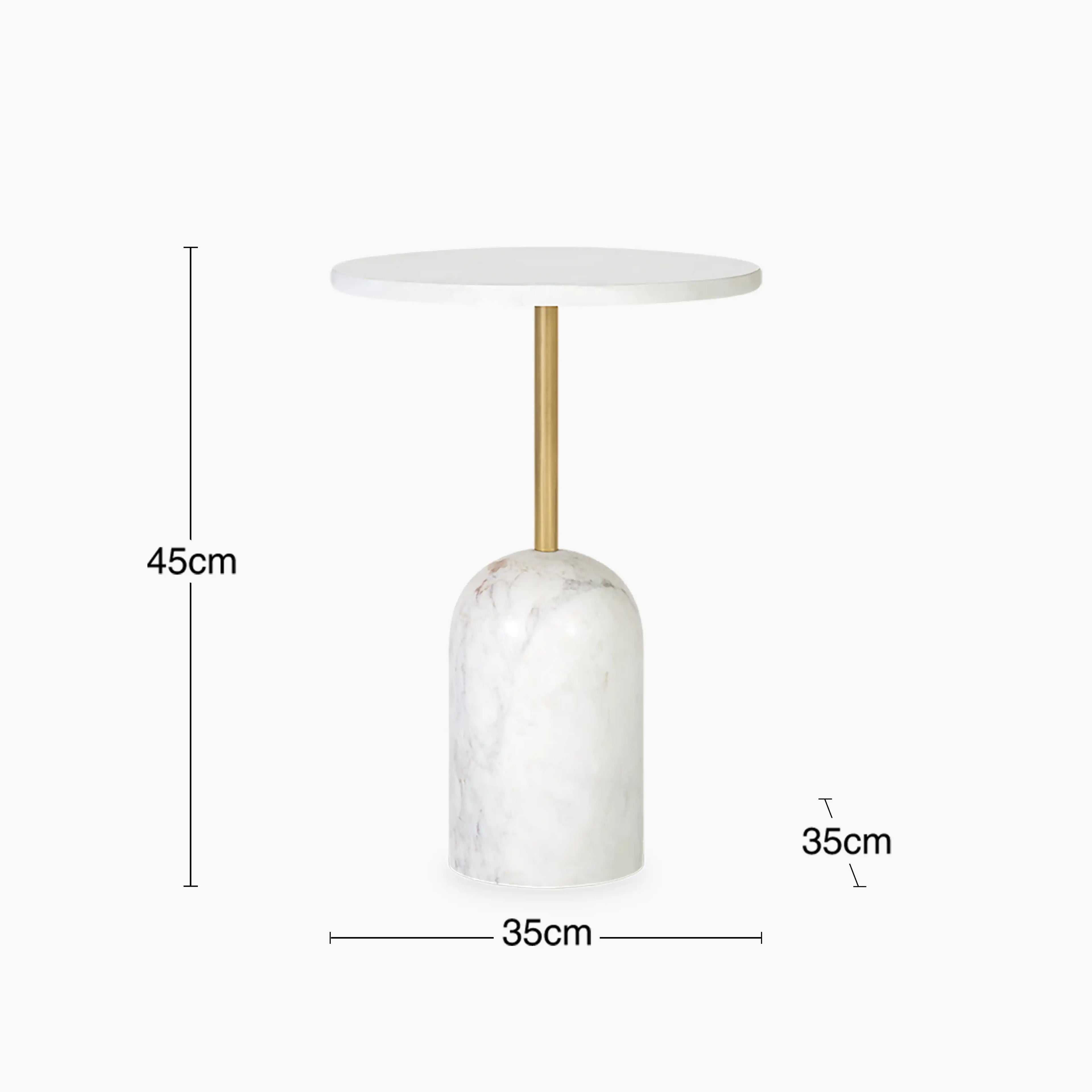 Kingston Round Side Table | White Marble & White