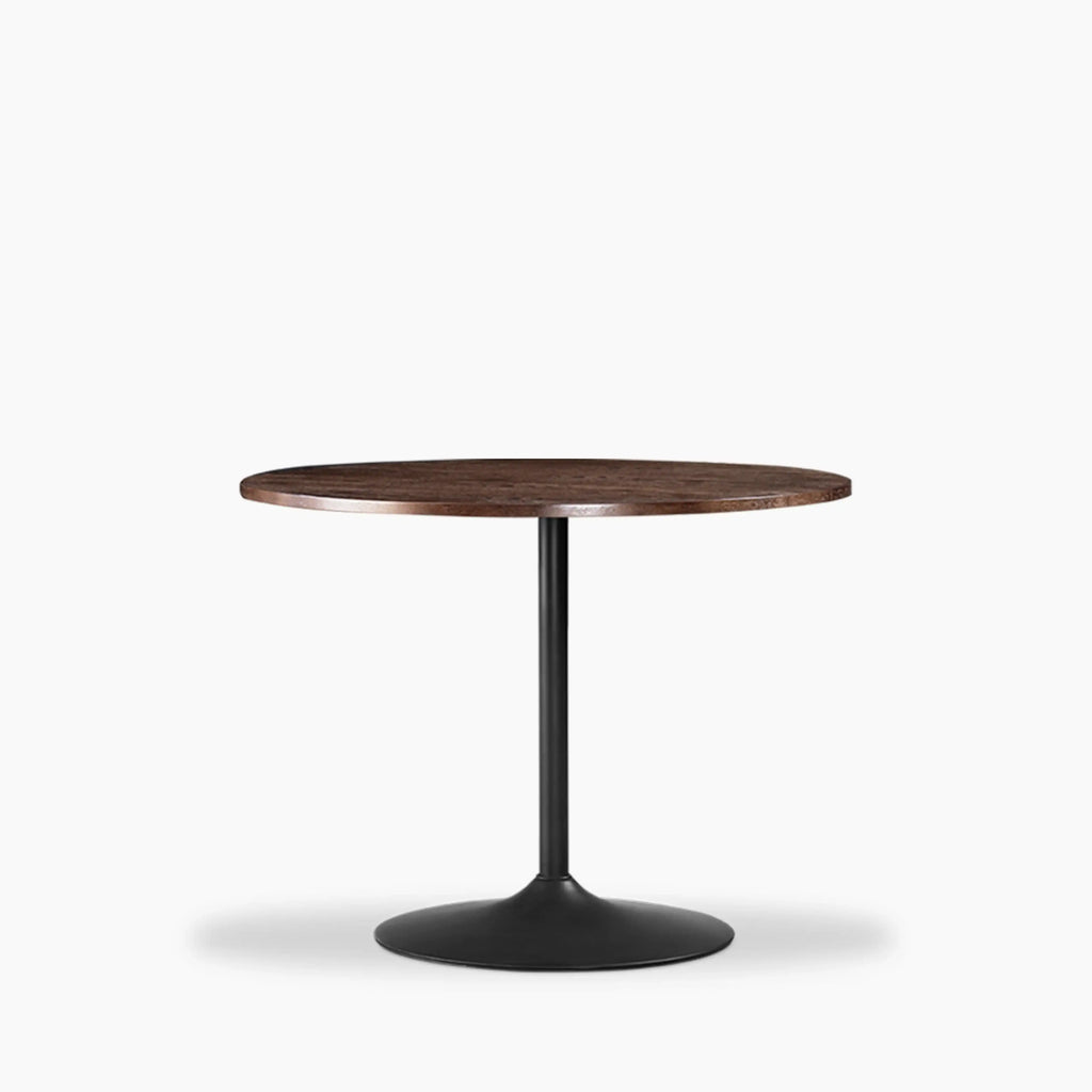 Isla 4 Seat Round Wooden Dining Table | Walnut & Black