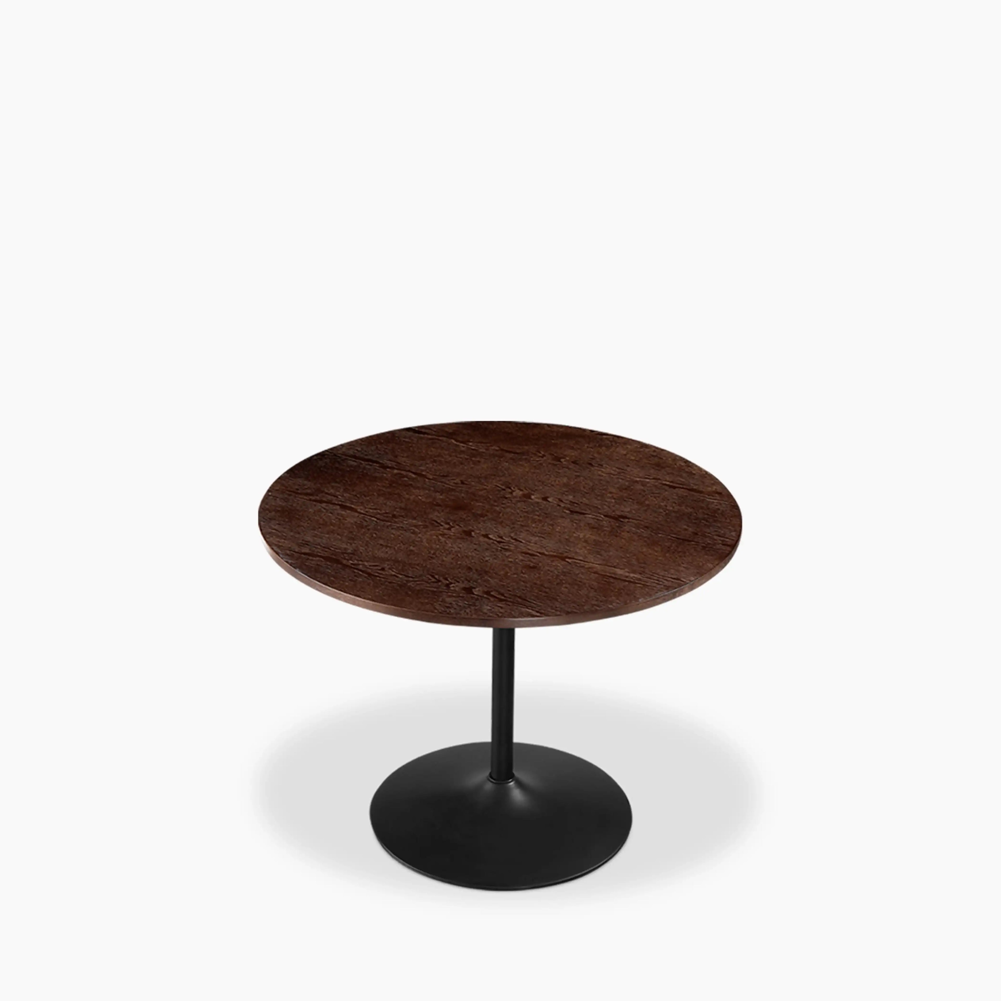 Isla 4 Seat Round Wooden Dining Table | Walnut & Black