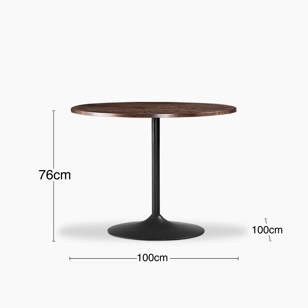 Isla 4 Seat Round Wooden Dining Table | Walnut & Black