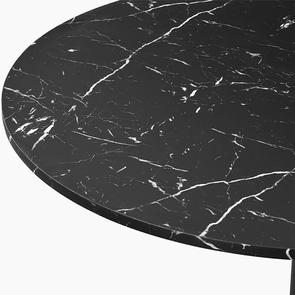 Isla 4 Seat Round Dining Table | Black Marble Effect & Black