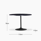 Isla 4 Seat Round Dining Table | Black Marble Effect & Black