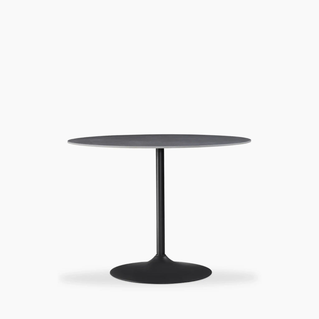 Isla 4 Seat Round Dining Table | Grey Ceramic & Black