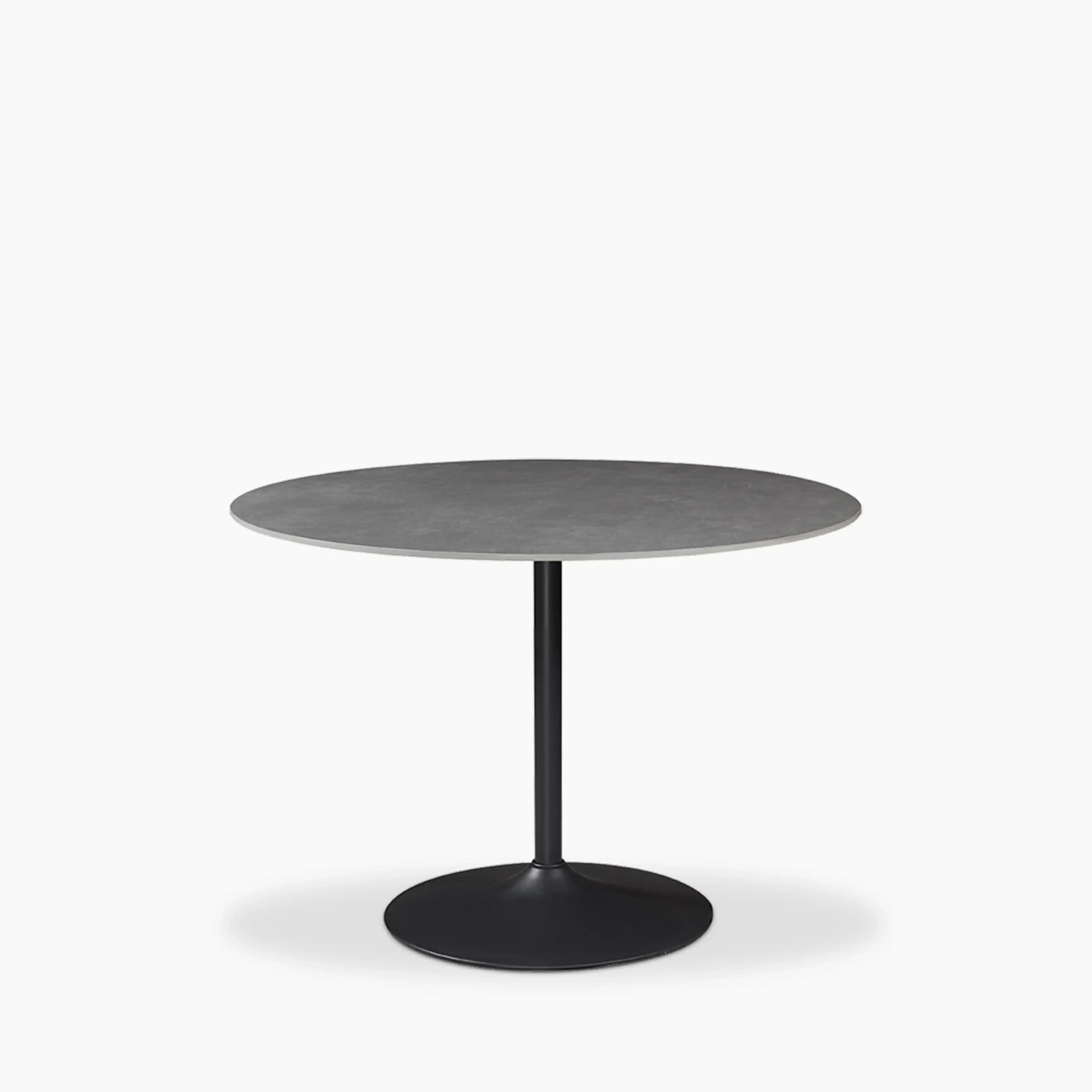 Isla 4 Seat Round Dining Table | Grey Ceramic & Black