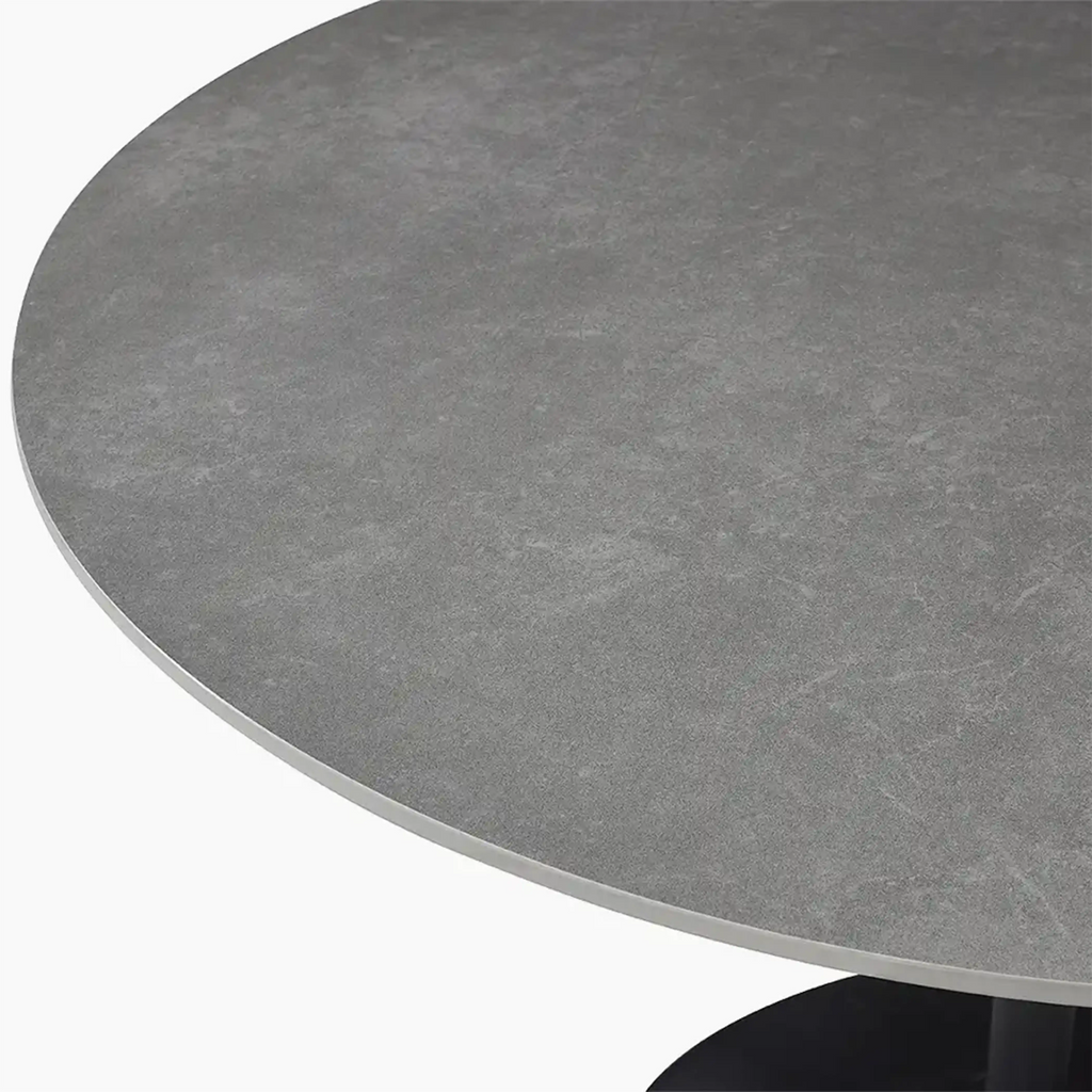 Isla 4 Seat Round Dining Table | Grey Ceramic & Black