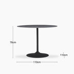 Isla 4 Seat Round Dining Table | Grey Ceramic & Black