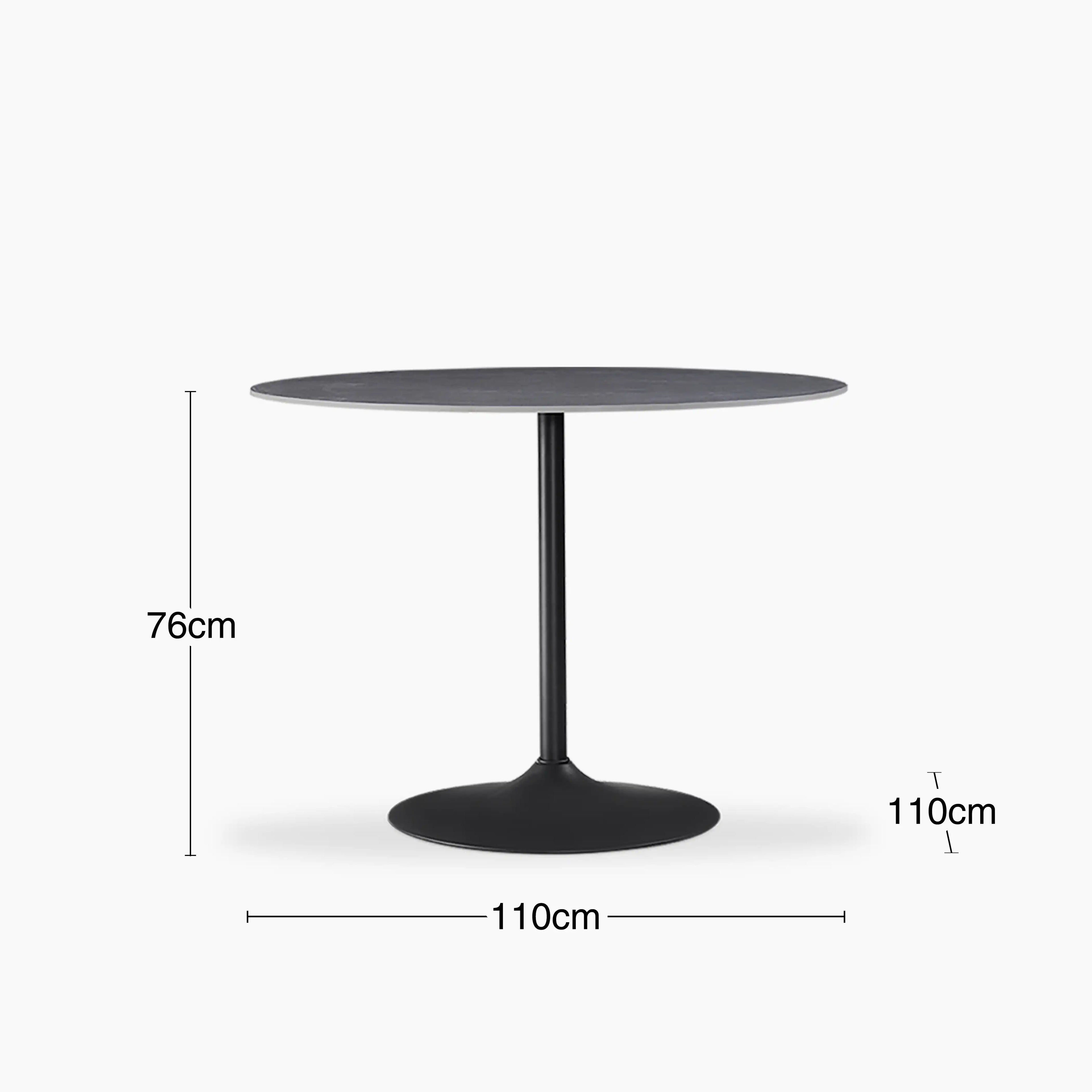 Isla 4 Seat Round Dining Table | Grey Ceramic & Black