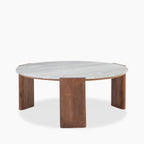 Emil Round Coffee Table | Grey Marble & Walnut