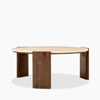 Emil Round Coffee Table | Natural Travertine & Walnut