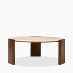 Emil Round Coffee Table | Natural Travertine & Walnut