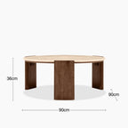 Emil Round Coffee Table | Natural Travertine & Walnut