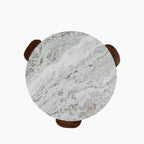 Emil Round Side Table | Grey Marble & Walnut