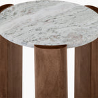 Emil Round Side Table | Grey Marble & Walnut