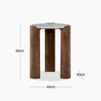 Emil Round Side Table | Grey Marble & Walnut