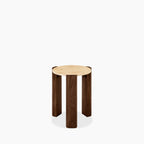 Emil Round Side Table | Natural Travertine & Walnut