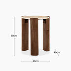 Emil Round Side Table | Natural Travertine & Walnut