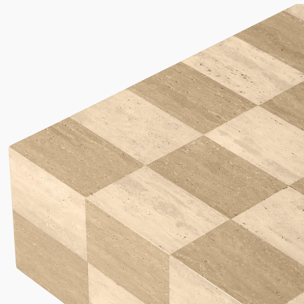 Checkmate Rectangle Coffee Table | Natural Travertine