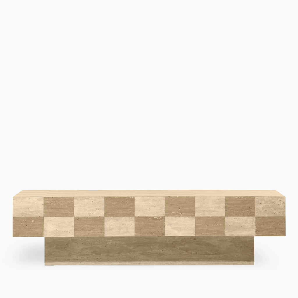 Checkmate Rectangle Coffee Table | Natural Travertine