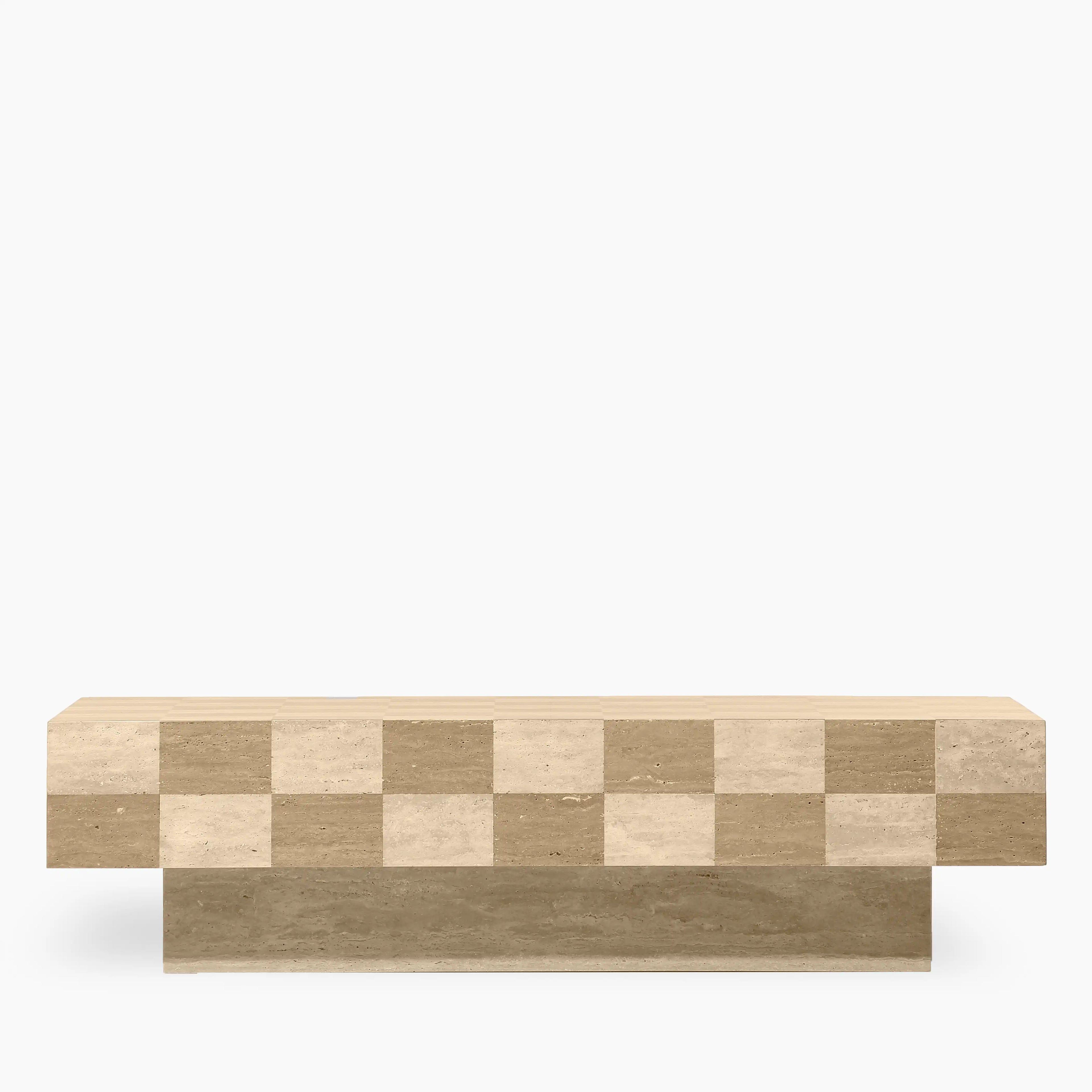 Checkmate Rectangle Coffee Table | Natural Travertine