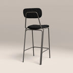Boston Bar Stool With Backrest | Black Faux Leather & Gunmetal