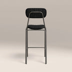 Boston Bar Stool With Backrest | Black Faux Leather & Gunmetal