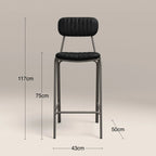Boston Bar Stool With Backrest | Black Faux Leather & Gunmetal