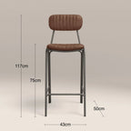 Boston Bar Stool With Backrest | Tan Faux Leather & Gunmetal