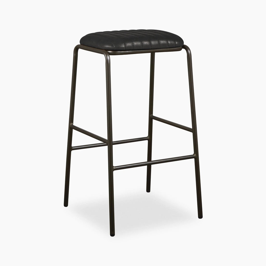 Boston Bar Stool | Vintage Black Faux Leather & Black
