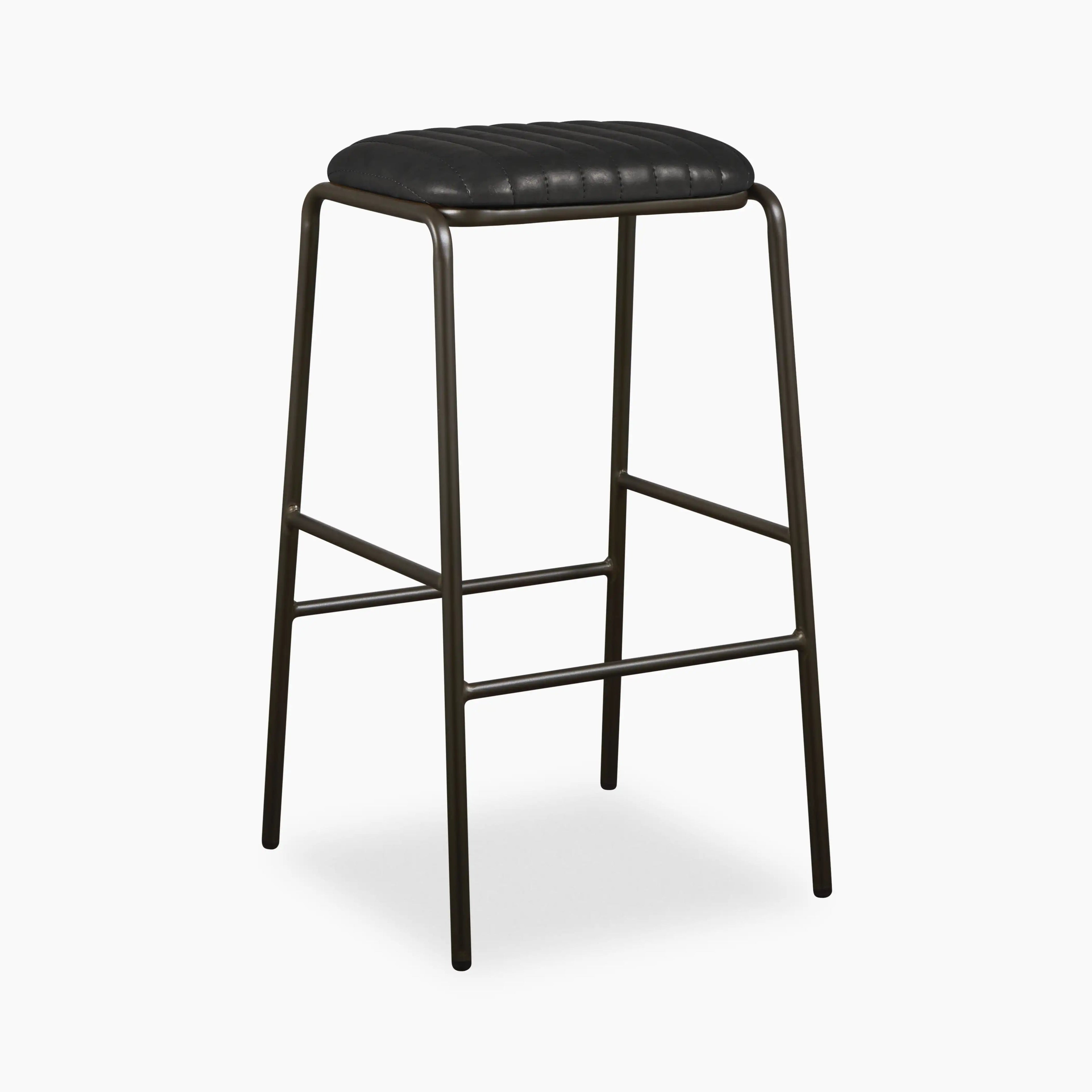 Boston Bar Stool | Vintage Black Faux Leather & Black